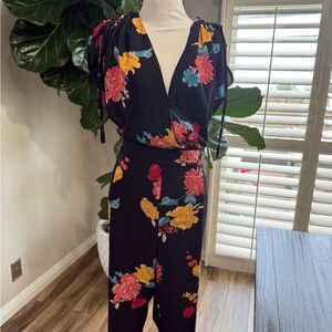 Floral Jumpsuit with Pink and Yellow Flowers